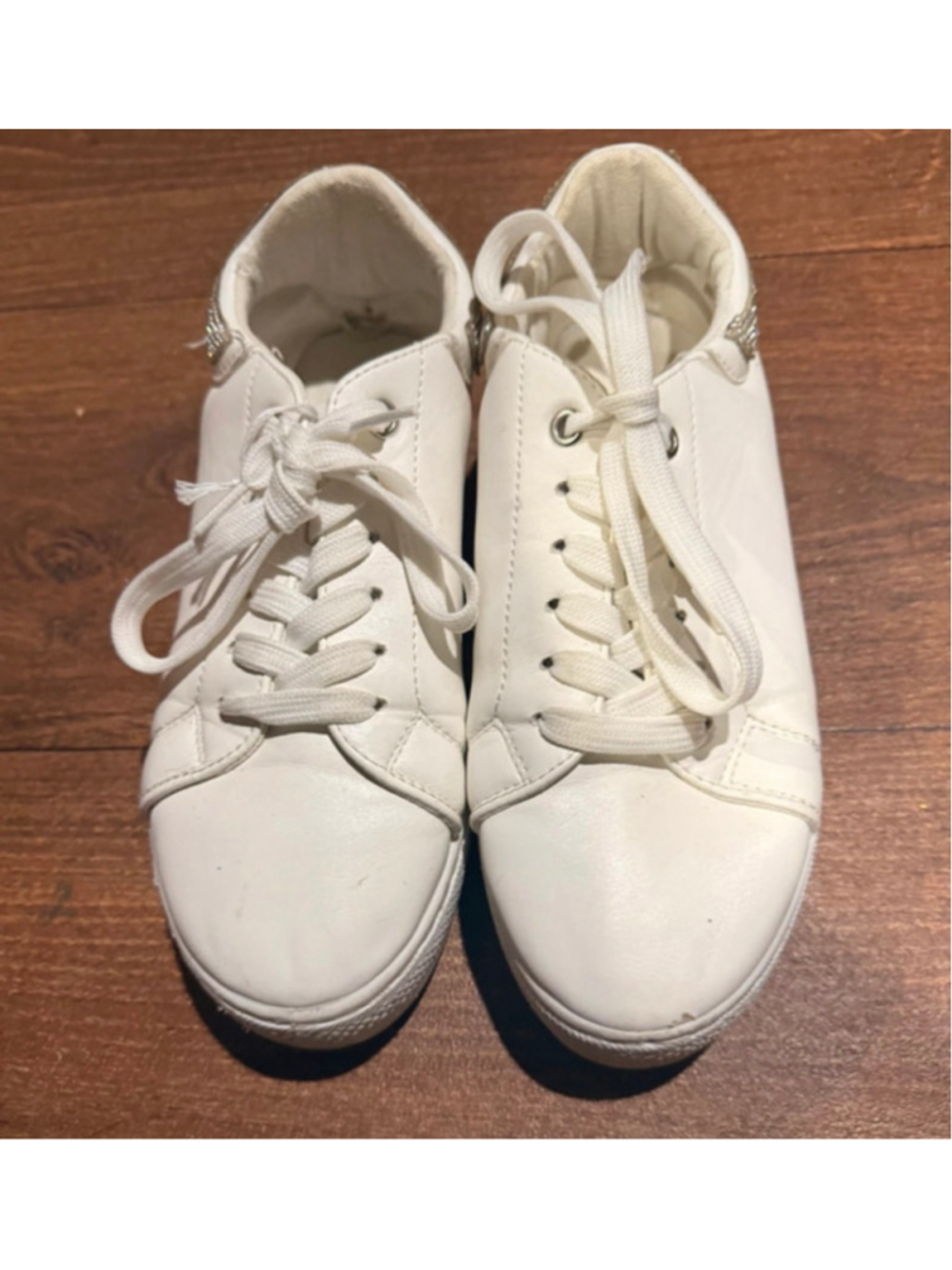 Women's Unbranded White & Silver Rhinestone Platform Sneakers Size 6